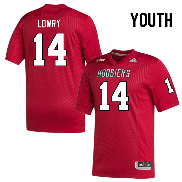 Youth #14 Broc Lowry Indiana Hoosiers College Football Jerseys Stitched-Red